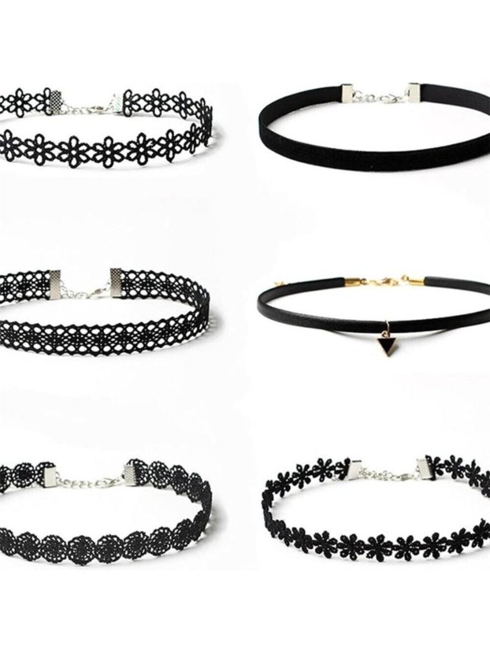 6 Pieces Black Choker Necklace Set Vintage Lace Tattoo Choker for Women
